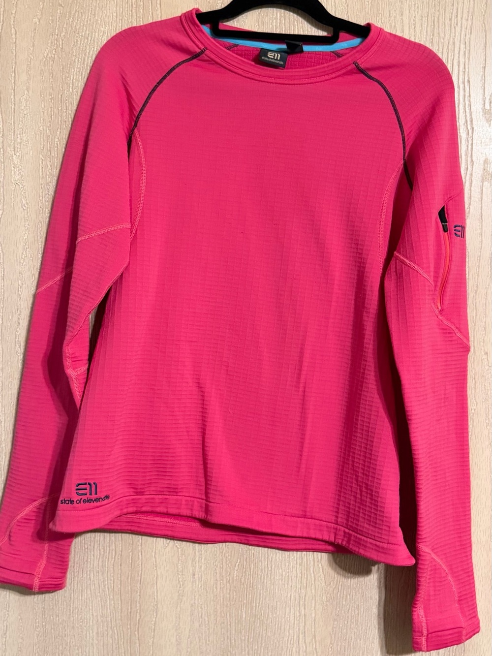 State of Elevenate Women's Hot Pink Waffle Long-Sleeve Thick Top